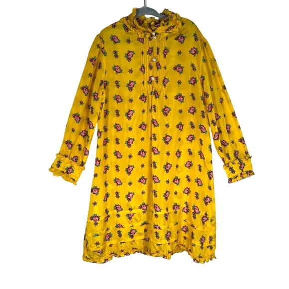 Gucci Girl's Silk Floral Mini Dress 8 Yellow Ruffle Long Sleeve Made in Italy - Picture 1 of 9